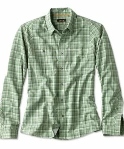 Clothing Orvis Men'S L/S Tech Chambray Plaid Work Shirt - Closeout