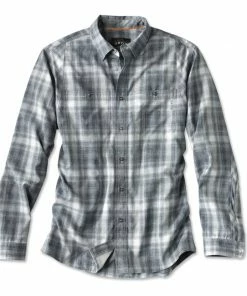 Clothing Orvis Men'S L/S Tech Chambray Plaid Work Shirt - Closeout